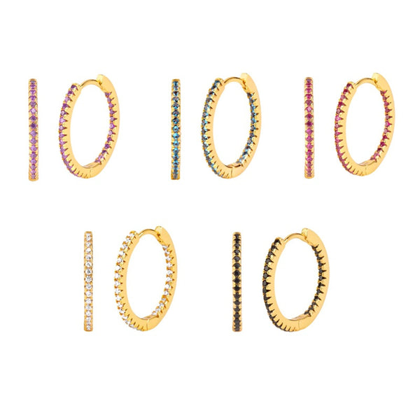 Aleko CZ Gold Huggie Earrings