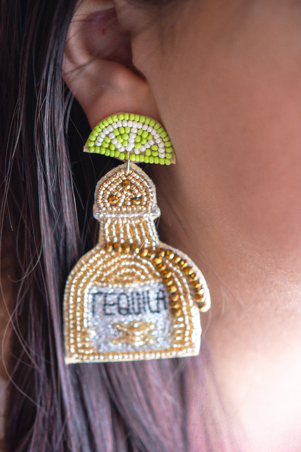 Tequila Seed Bead Earrings in Champagne