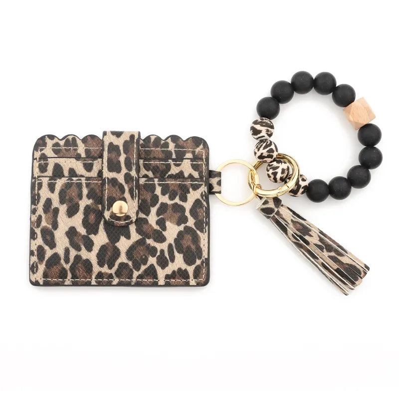 Callie Wristlet Keychain Wallet, Card Holder, Bangle Wallet, Silicone Beads Wristlet Wallet Keychain