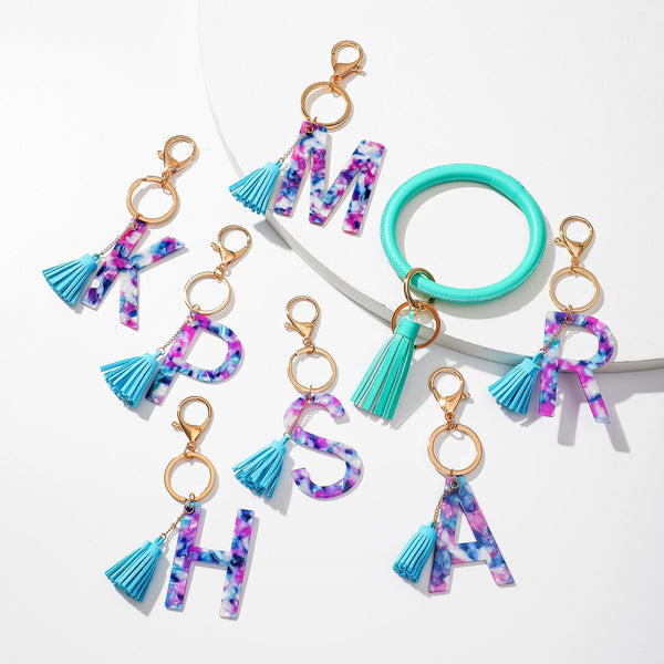 Keyring Initial Unicorn Colored (No Bangles Included)