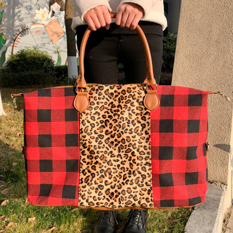Leopard Plaid Weekender Bag