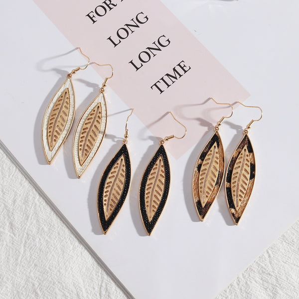 Lily Spade - Leaf Pattern Drop Dangle Earrings