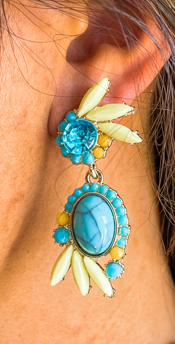 Statement Floral Rhinestone Earrings