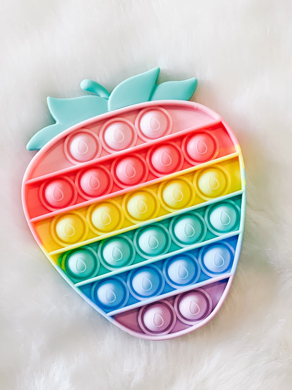 Strawberry Bubble Popper Rainbow Colored - Baby Sensory Fidget Toy