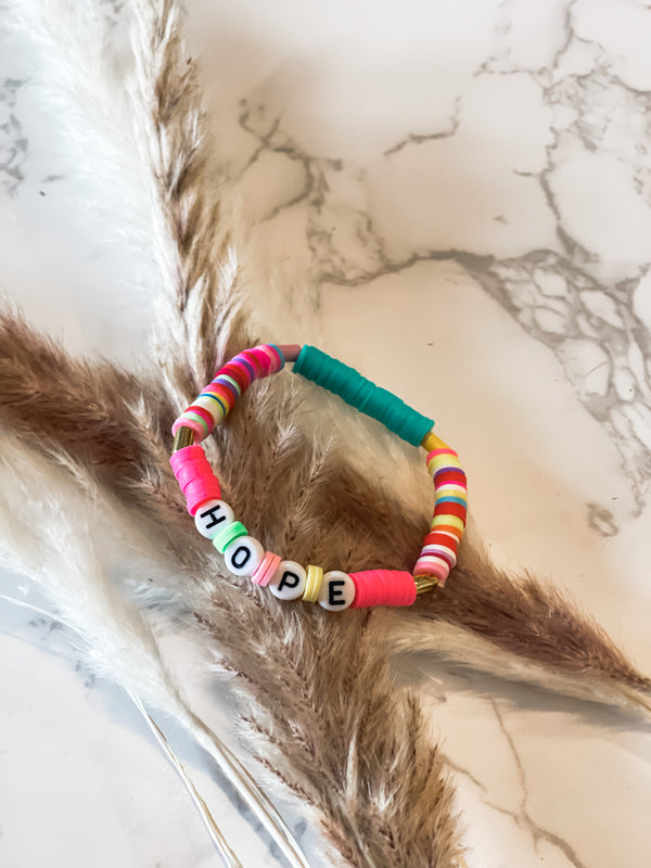 Hope Heishi Beads Elastic Bracelets in Multicolor Blocks