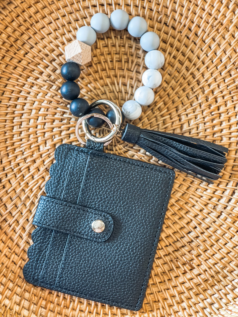 Callie Wristlet Keychain Wallet, Card Holder, Bangle Wallet, Silicone Beads Wristlet Wallet Keychain