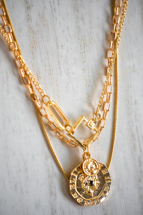 A7 Coin Stack Chain Necklace in Gold