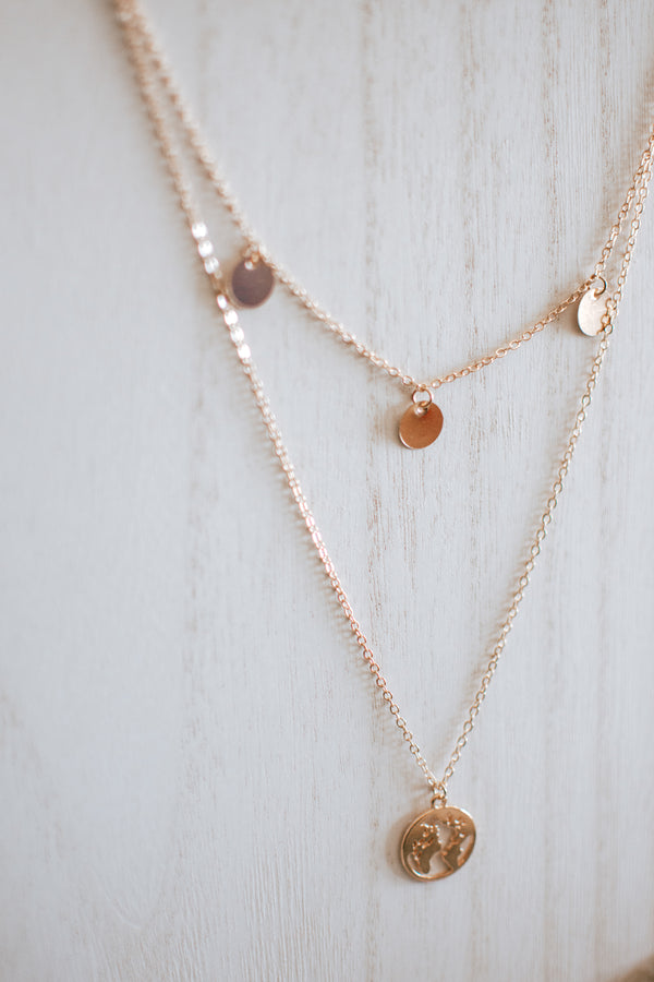 D10 Triple Sphere Layered Necklace in Gold