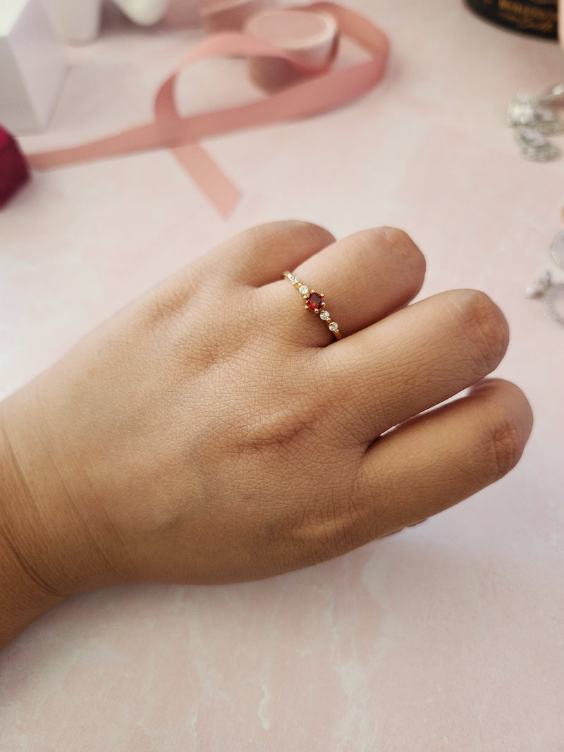 Xelina Dainty Ruby Gold Ring