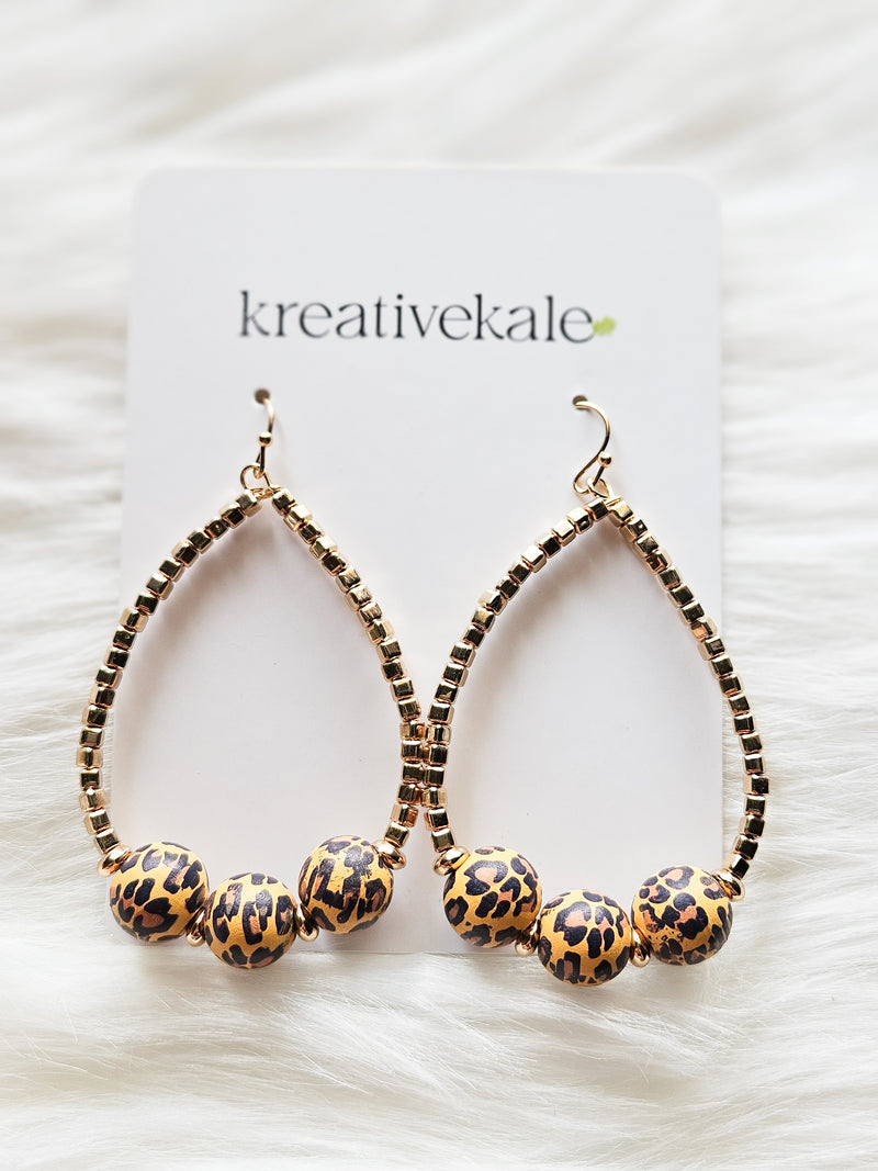 Aztec Bead Teardrop Earrings