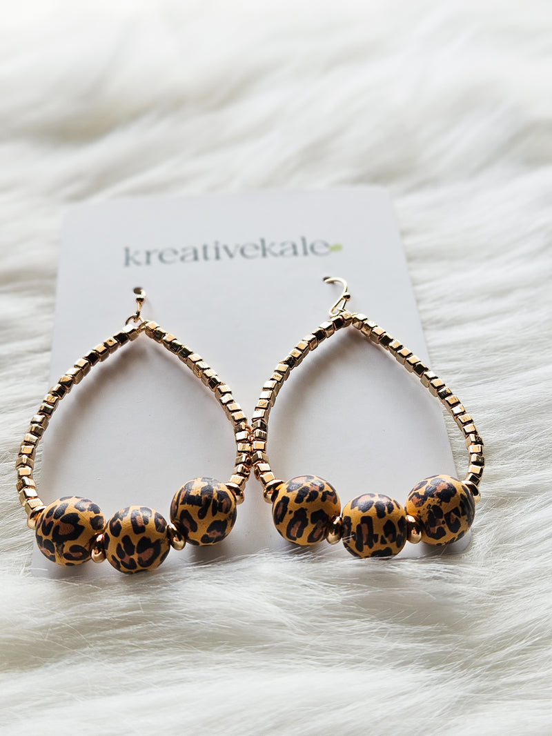 Aztec Bead Teardrop Earrings