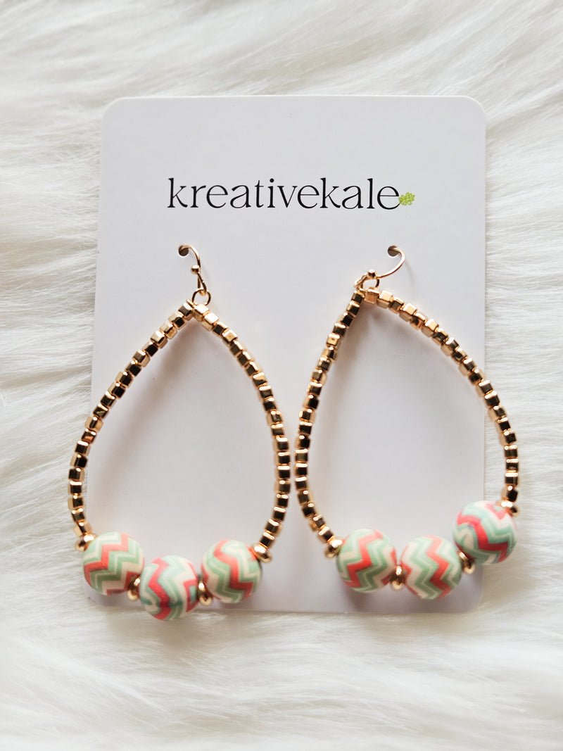 Aztec Bead Teardrop Earrings