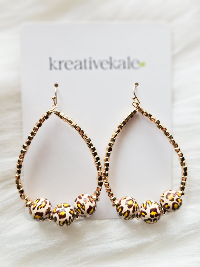 Aztec Bead Teardrop Earrings