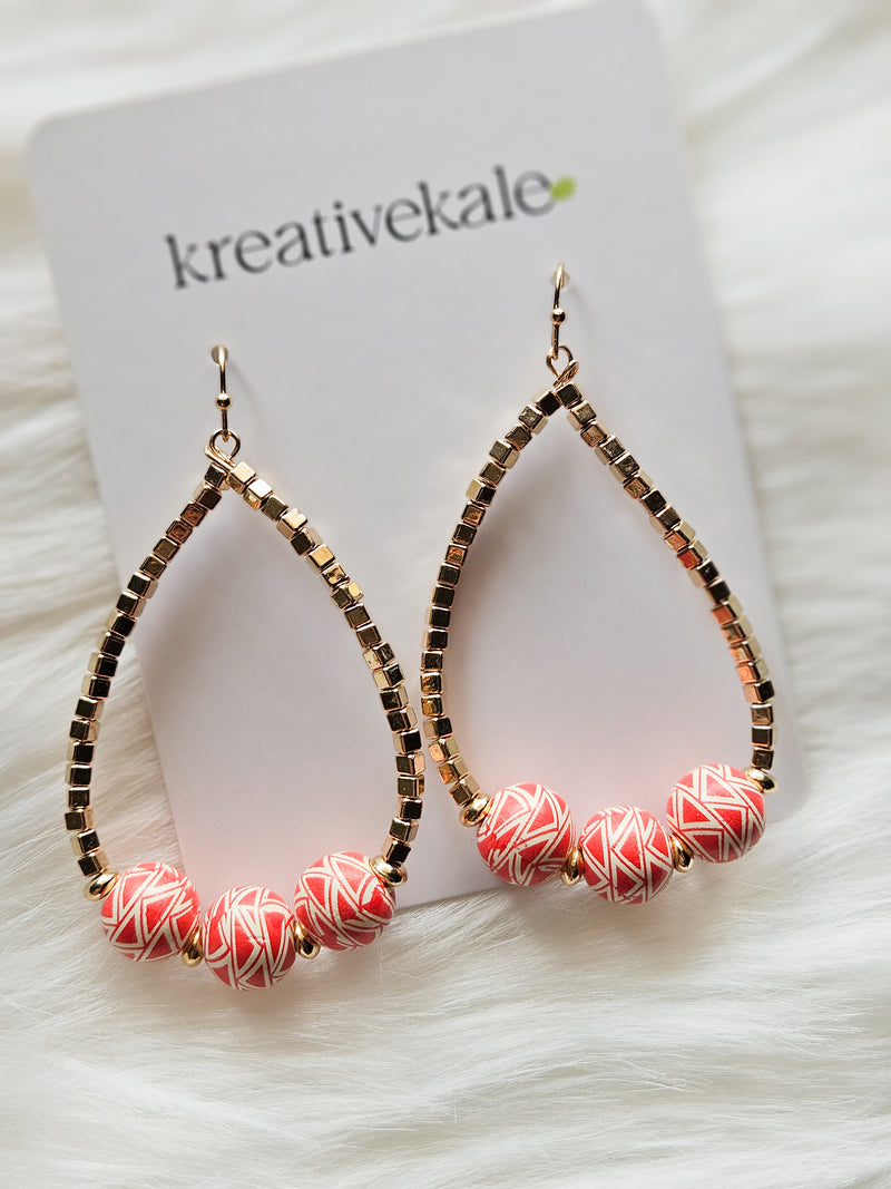 Aztec Bead Teardrop Earrings