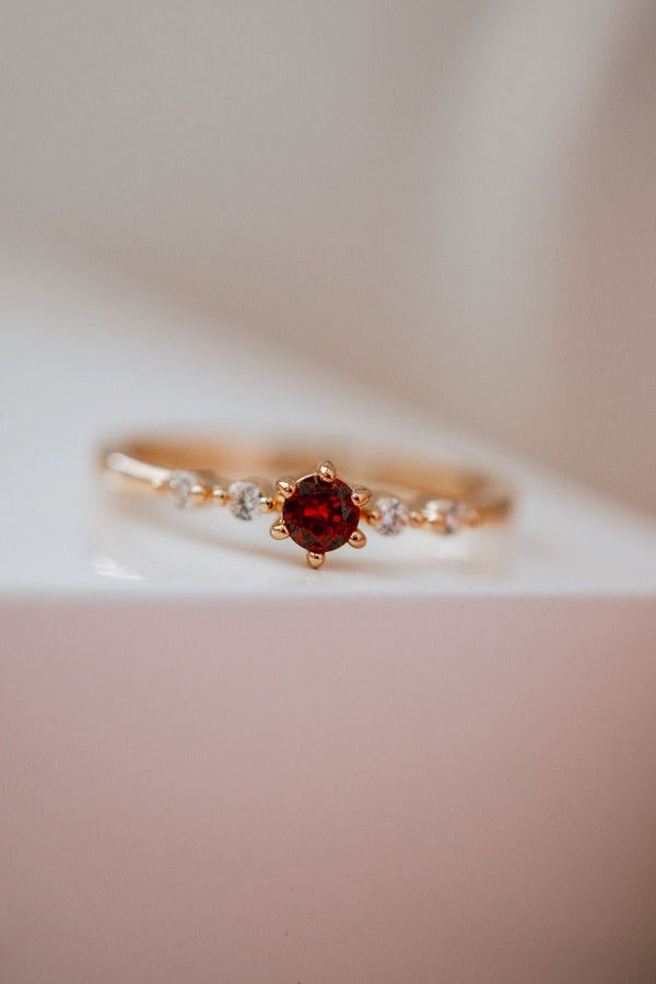 Xelina Dainty Ruby Gold Ring