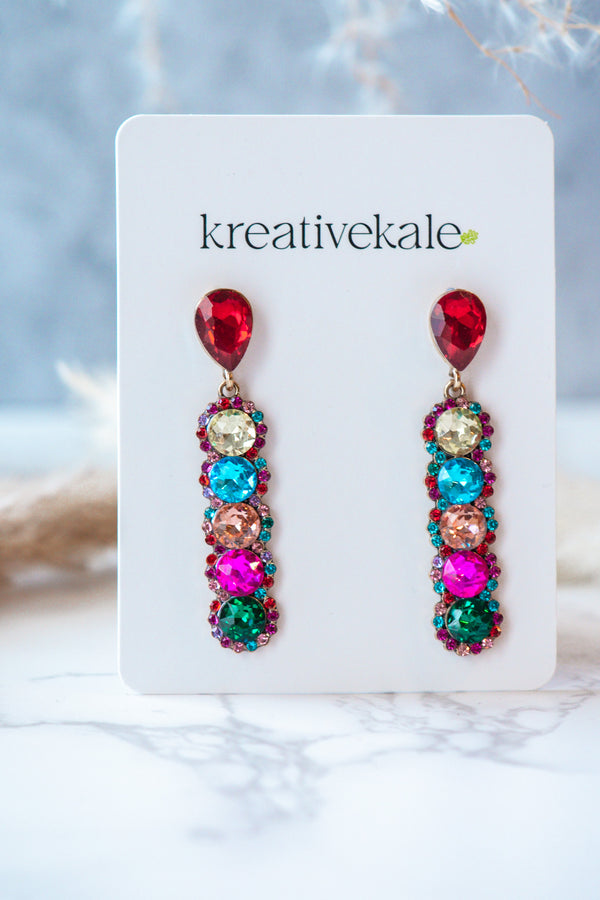 Ela - Multicolor Dangle Crystal Earrings