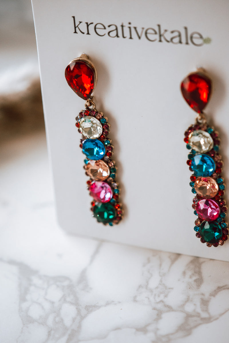 Ela - Multicolor Dangle Crystal Earrings