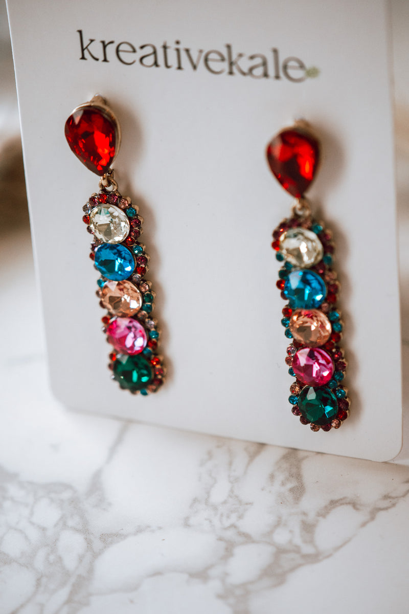 Ela - Multicolor Dangle Crystal Earrings