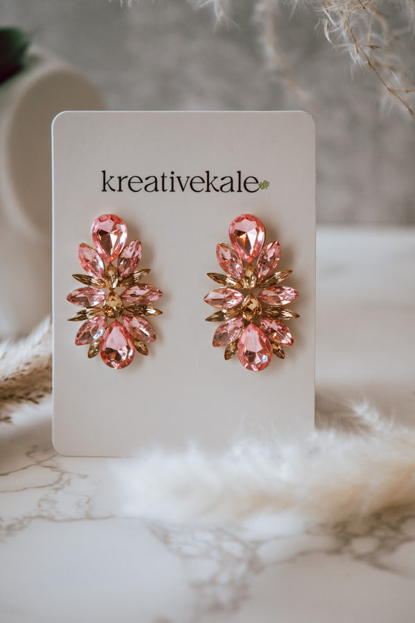 Duchess- Champagne Pink Crystal Drop Earrings