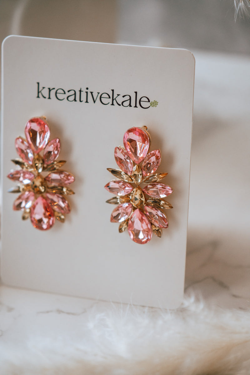 Duchess- Champagne Pink Crystal Drop Earrings