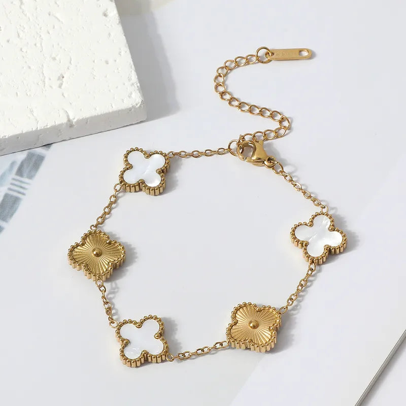 Lucky Clover Charm Bracelet (Double-Sided)