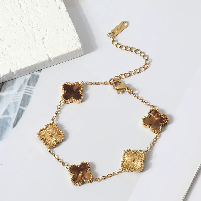 Lucky Clover Charm Bracelet (Double-Sided)