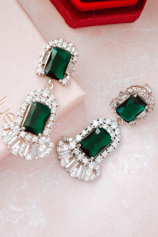 Jadie Green Crystal Chandelier Earrings