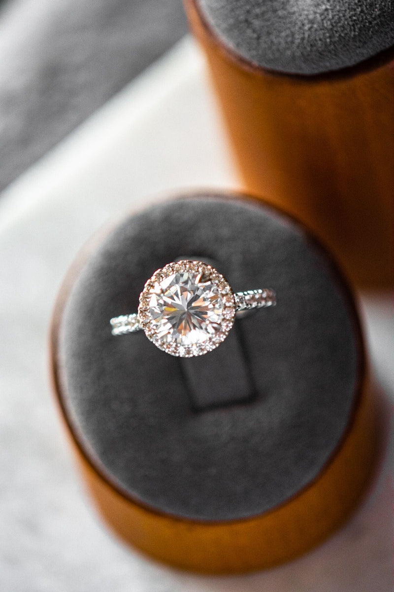 Veda Round Cut Rose Gold Ring White Zircon