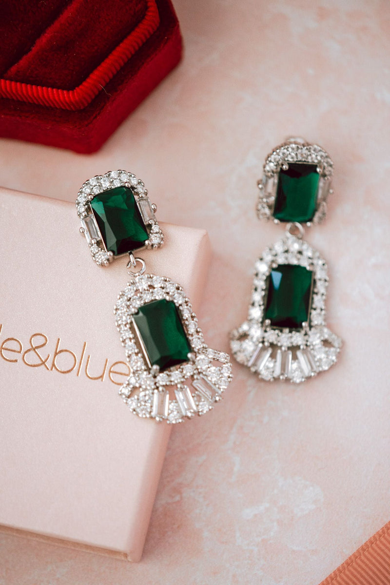 Jadie Green Crystal Chandelier Earrings