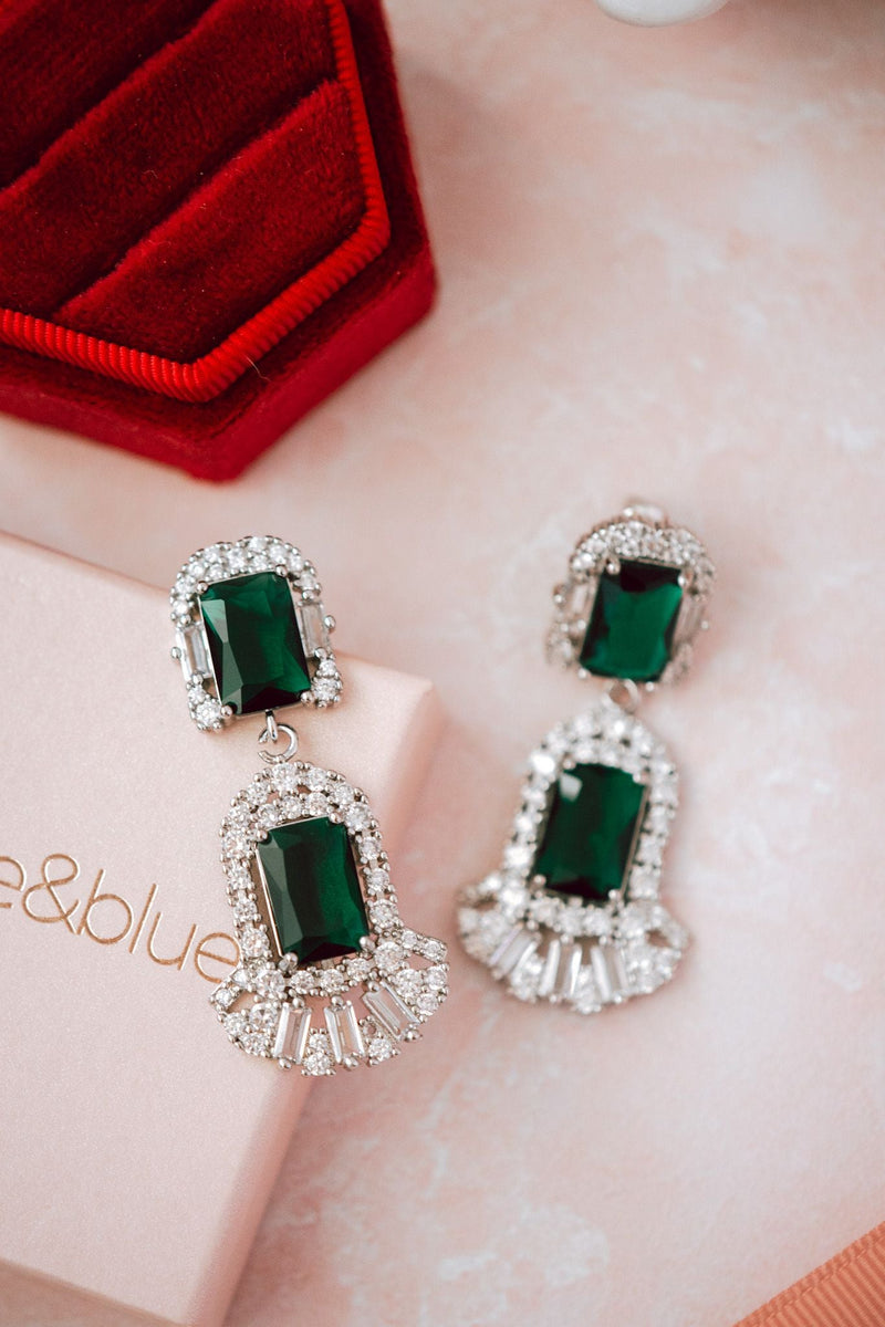 Jadie Green Crystal Chandelier Earrings