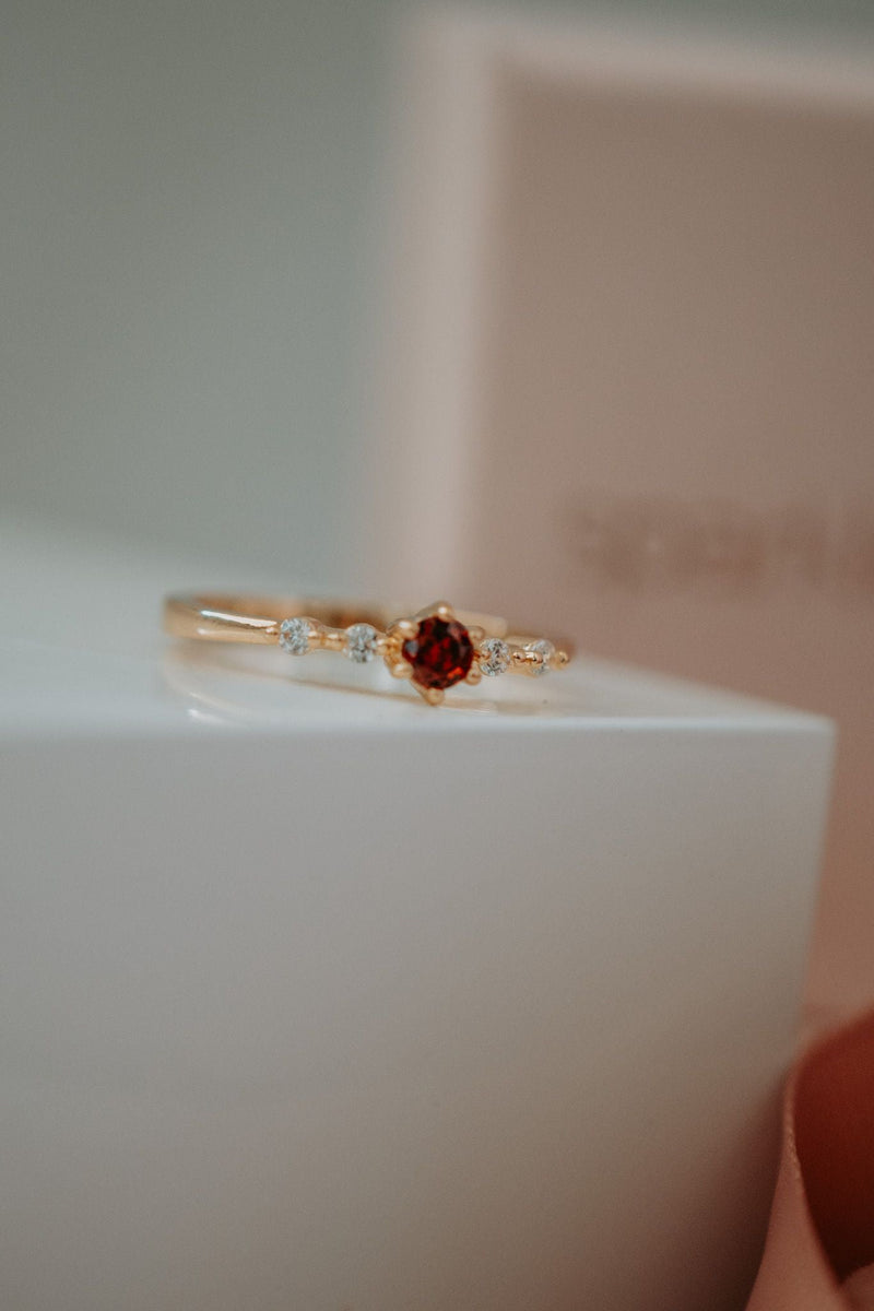 Xelina Dainty Ruby Gold Ring