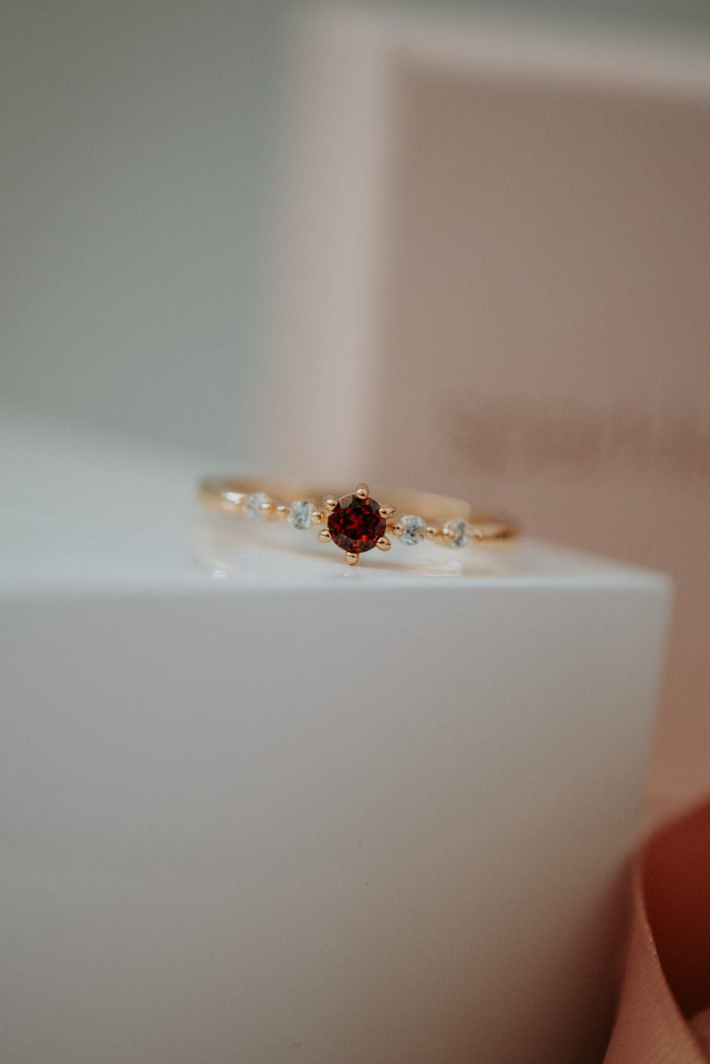 Xelina Dainty Ruby Gold Ring