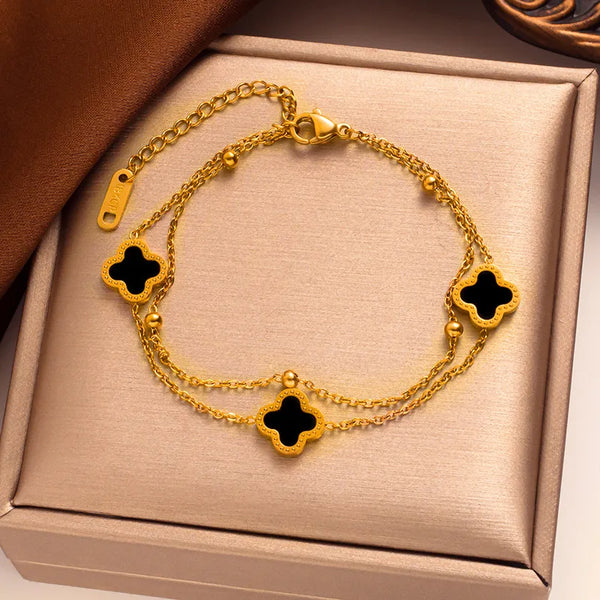 Katherine 4 Leaf Clover Gold Bracelet