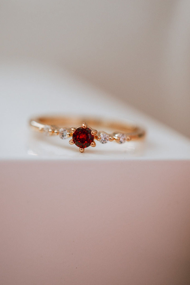 Xelina Dainty Ruby Gold Ring