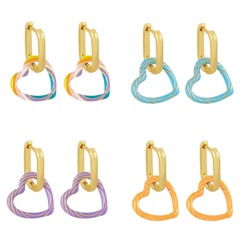 Krysta Enamel Heart Drop Earrings