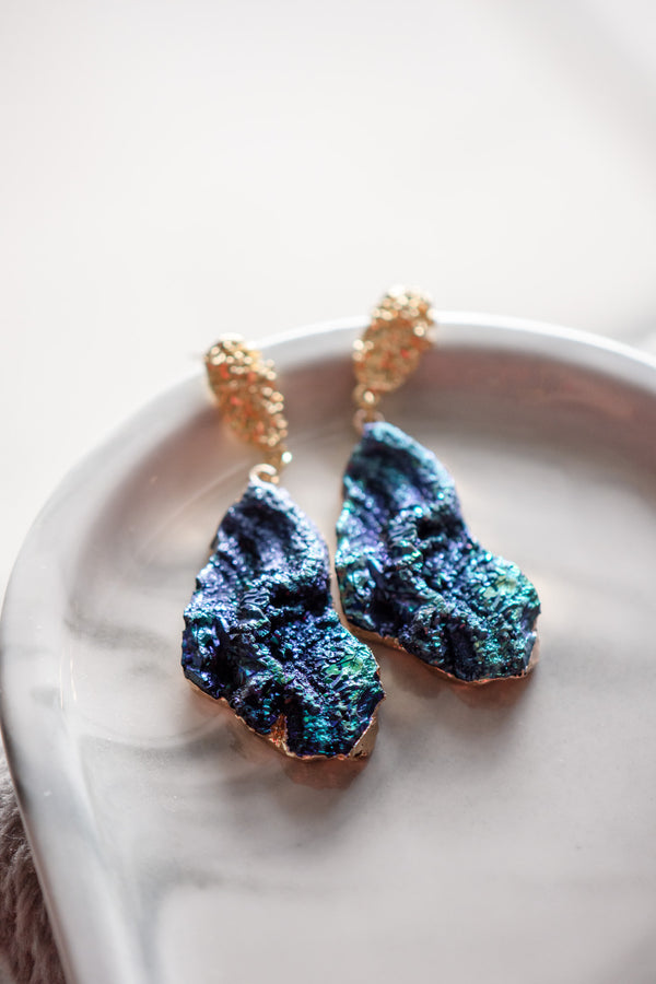 Belle Blue Crystal Post Earrings