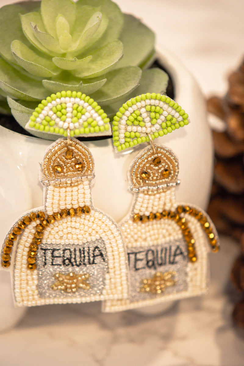 Tequila Seed Bead Earrings in Ivory