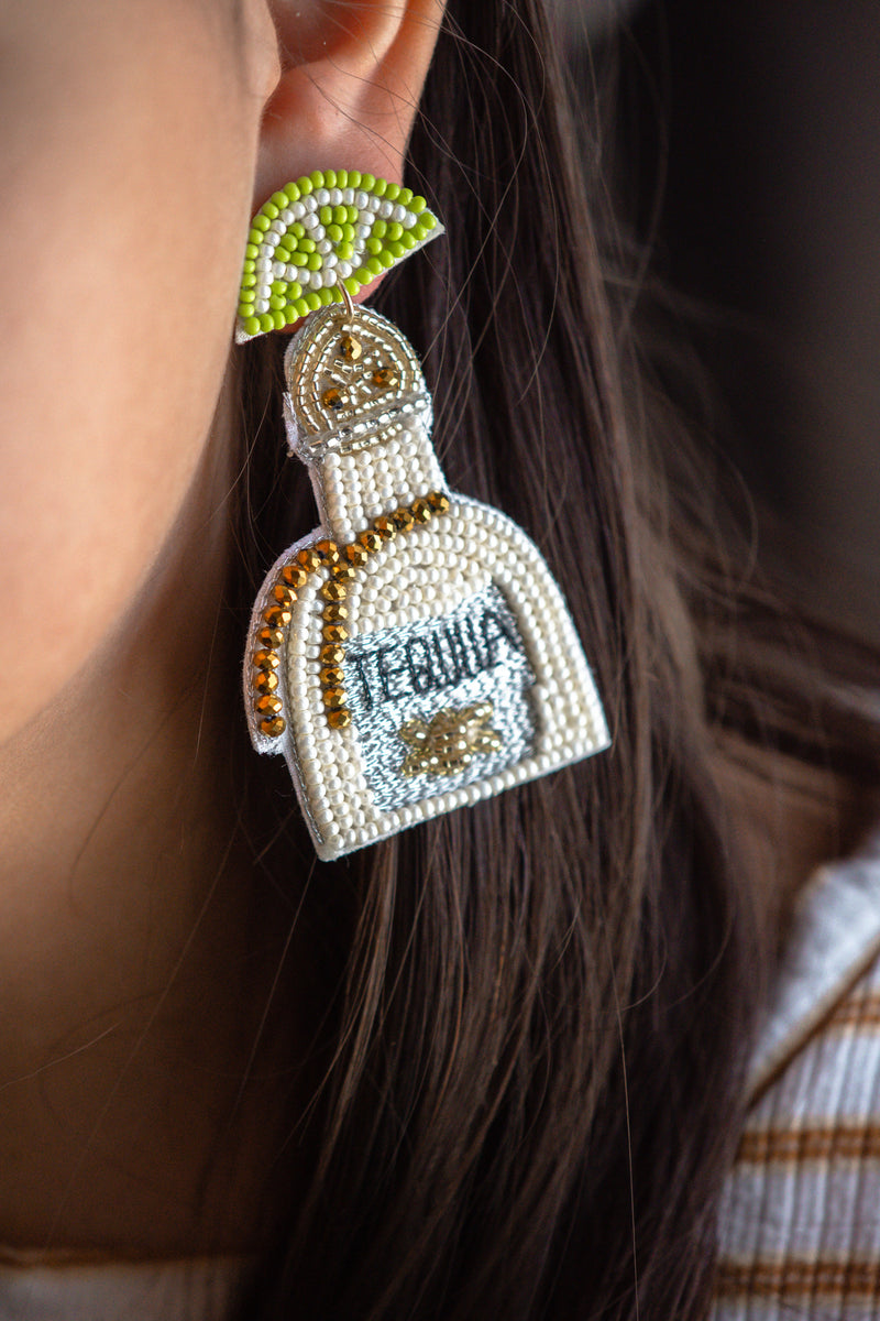 Tequila Seed Bead Earrings in Ivory