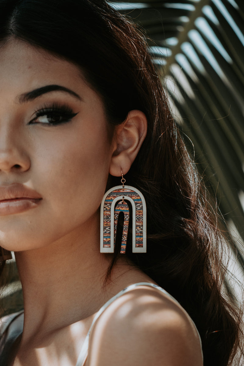 Serape Wooden Drop Earrings