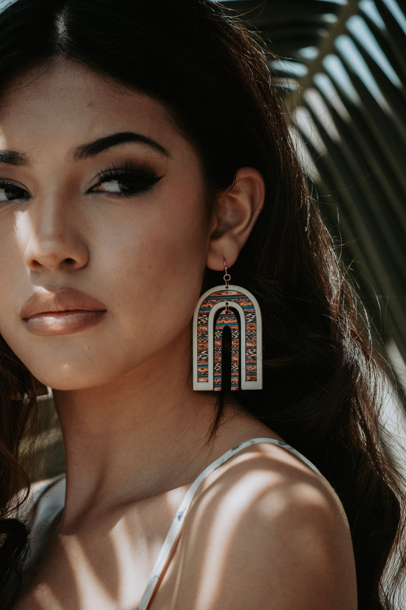 Serape Wooden Drop Earrings