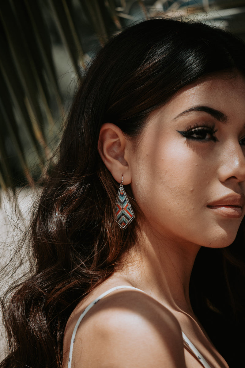 Aztec Aqua Drop Earrings