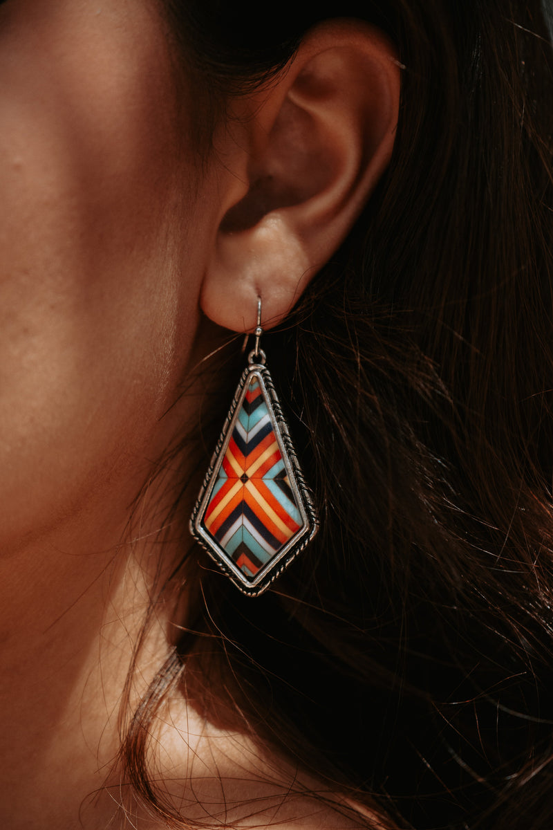 Aztec Red Drop Earrings