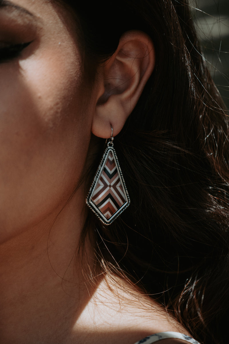 Aztec Brown Drop Earrings