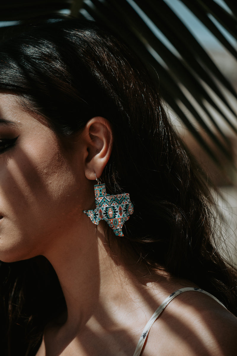 Texas Aztec Brass Drop Earrings