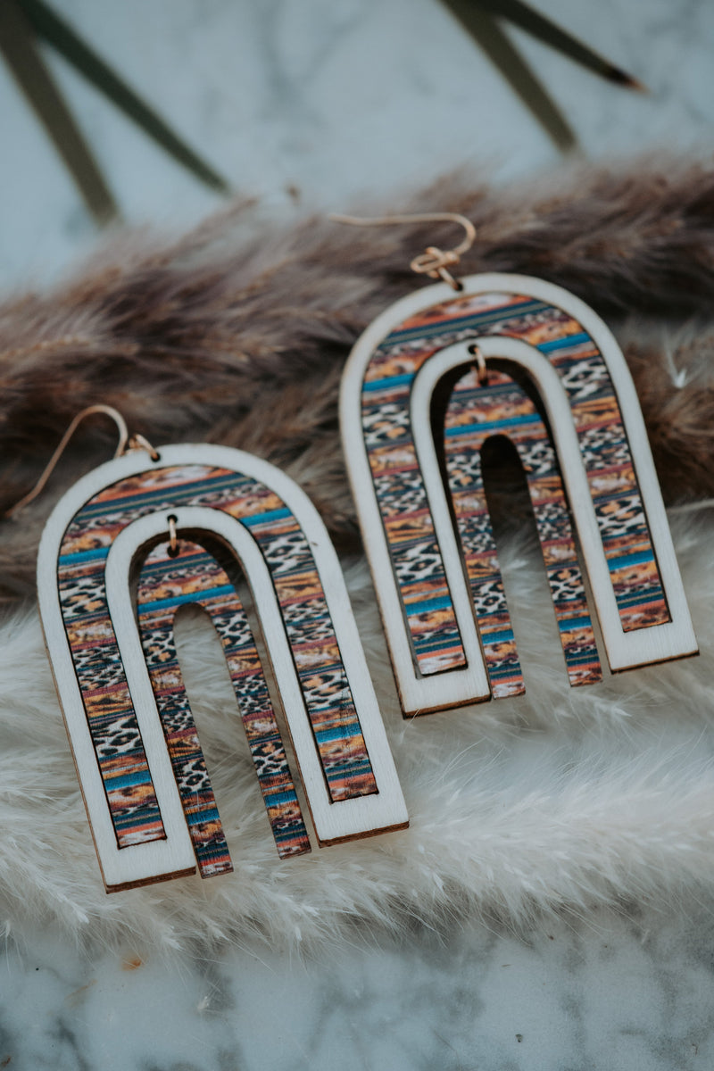 Serape Wooden Drop Earrings