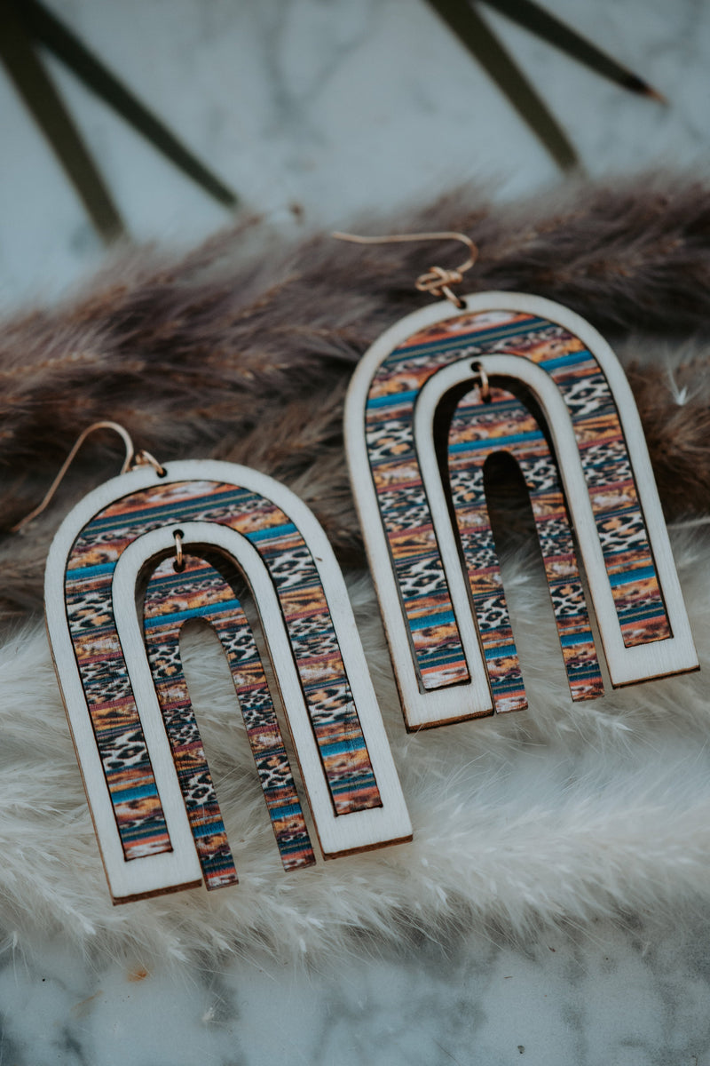 Serape Wooden Drop Earrings