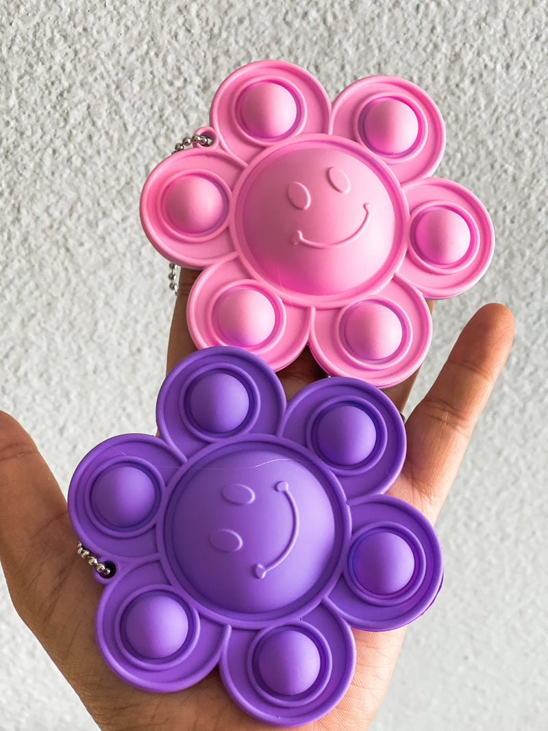 Reversible Flower Pop-It Fidget Toy Keychain 3.5"