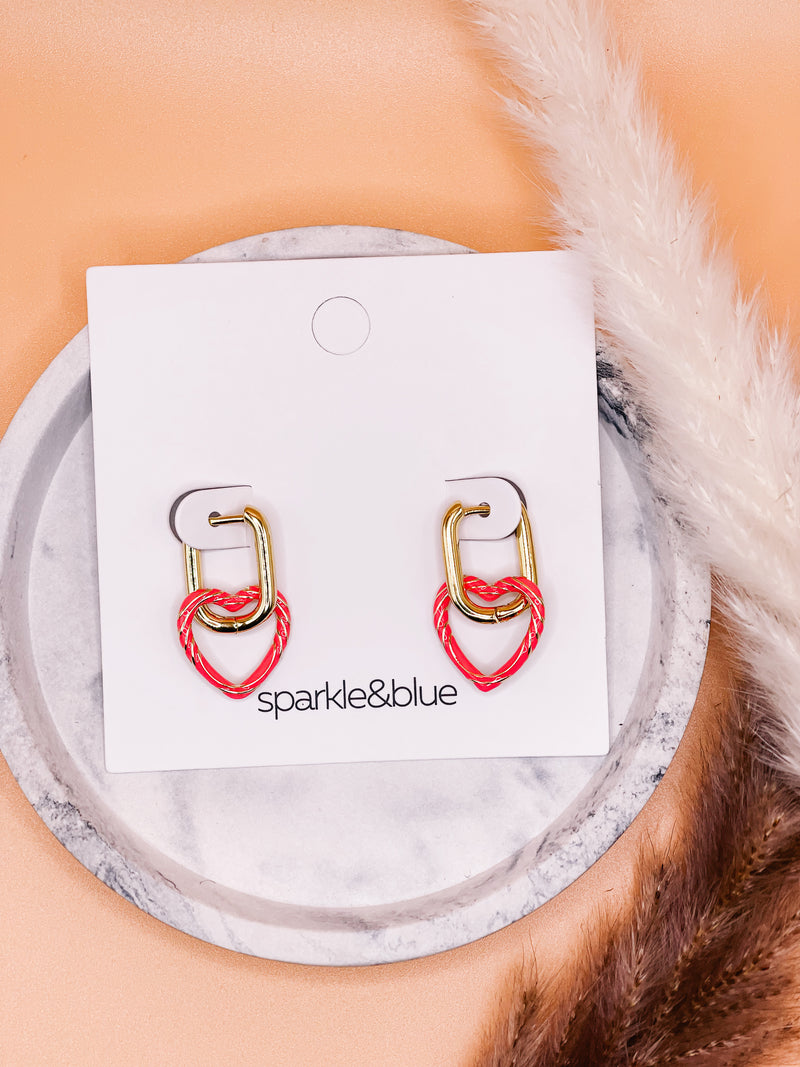 Krysta Enamel Heart Drop Earrings