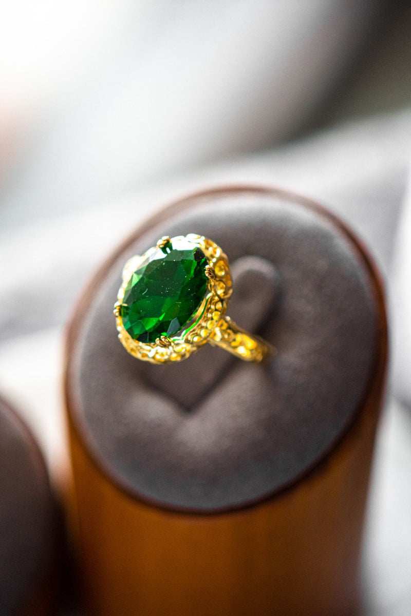 Sophia Emerald Oval Cut Gold Ring