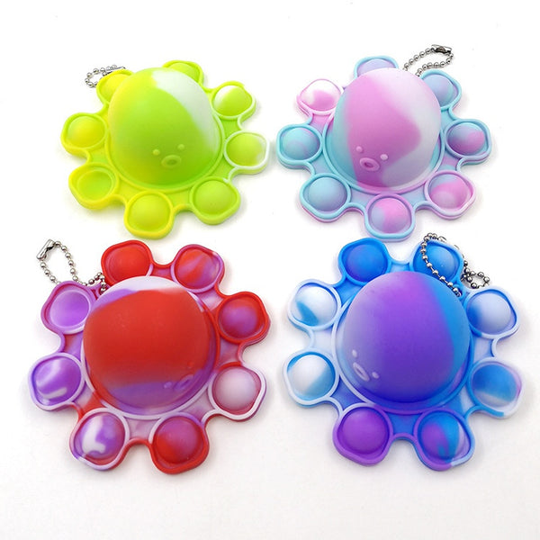 Reversible Octopus Pop-It Fidget Toy Keychain 3.5"